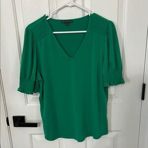 Adrianna Papell Green Ruffled Blouse